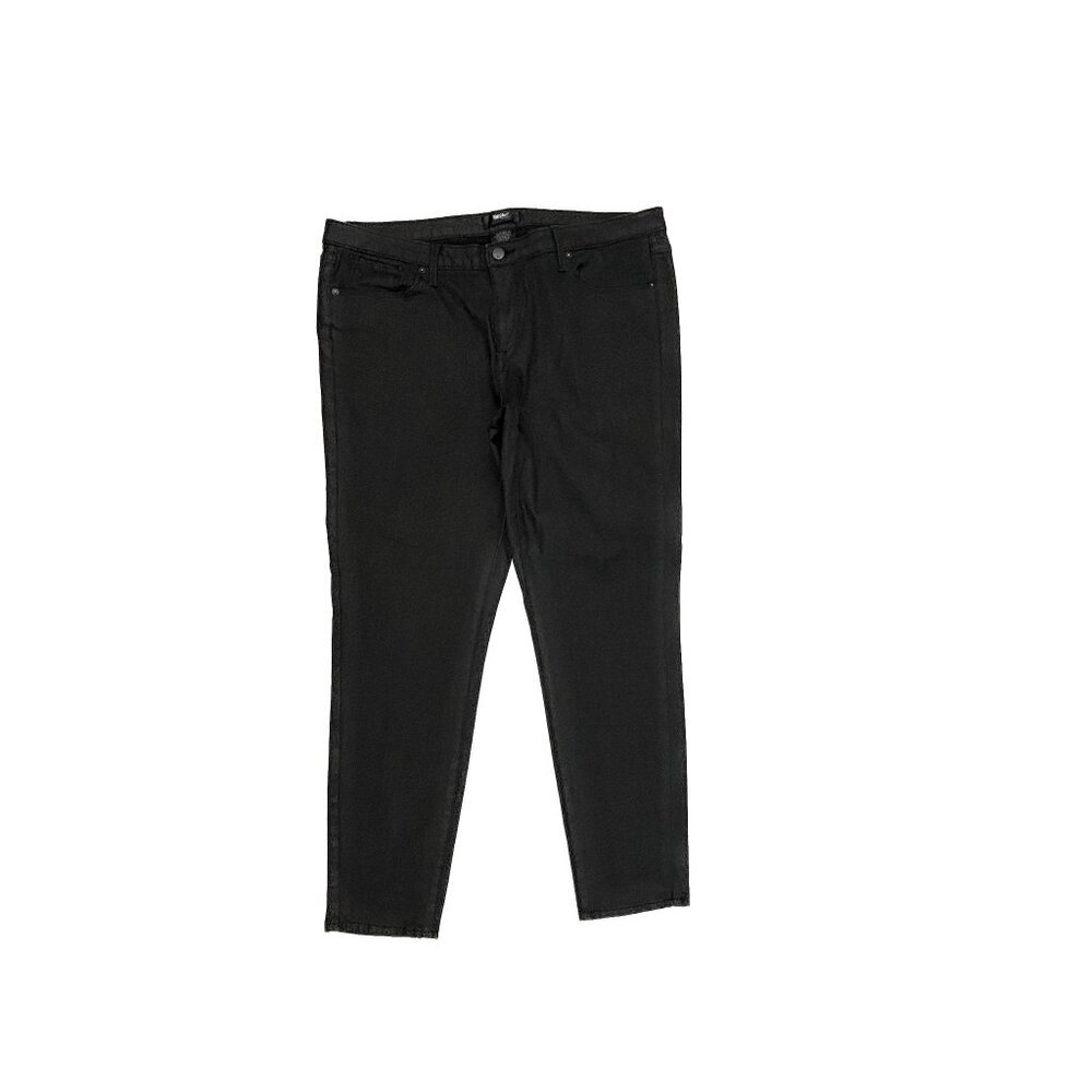 Mossimo Jeans Women 18 Black Skiny Waxy Faux Leather Denim High Rise Stretch